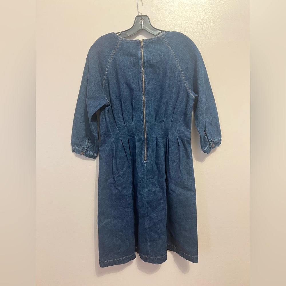 Blue Denim fit and flare Dress with pockets - Picture 6 of 11